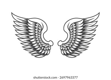 Concepto de Vector de alas de ángel Diseño retro