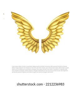angel wings vector design, golden wings.