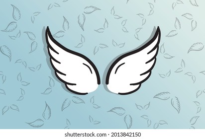 Angel wings vector hand drawn illustration