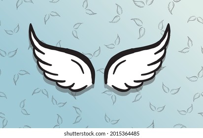 Angel wings vector hand drawn illustration
