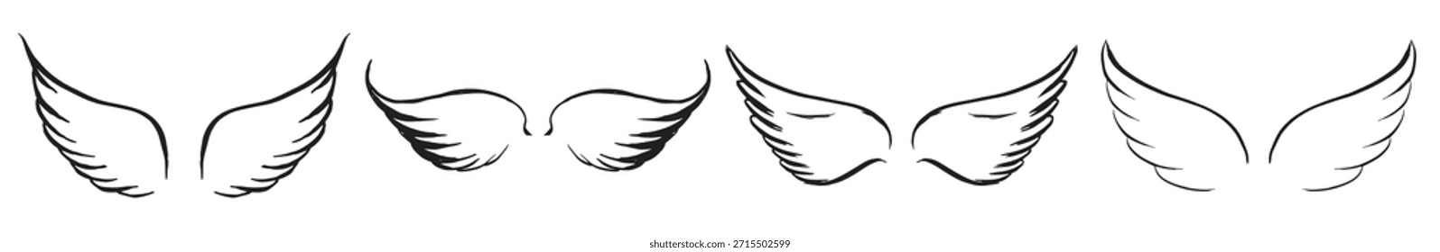 angel wings vector hand drawn illustration
