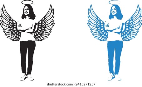 a angel with wings vector icon 