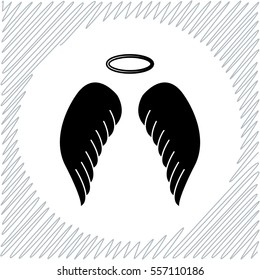 Angel wings vector icon - black  illustration