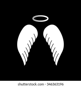 angel wings vector icon isolated on black