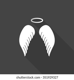 angel wings vector icon with long shadow