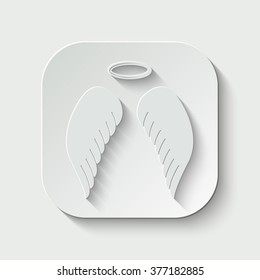 angel wings vector icon - paper illustration