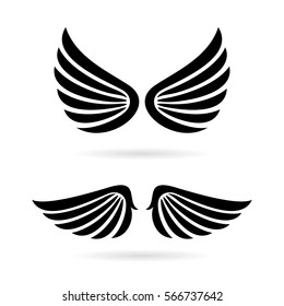 Angel wings vector icon set on white background. Flat web design wings icon for website, app or infographics materials.