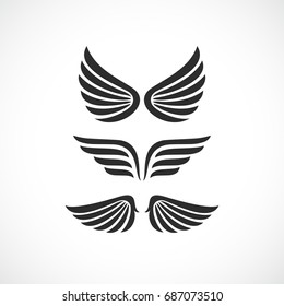 Angel wings vector icon set on white background