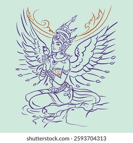 Angel with the wings vector for illustration, card, decoration