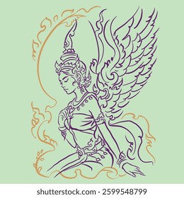 Angel with the wings vector for illustration, decoration, card