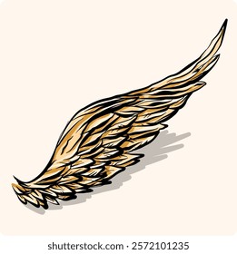 Angel wings vector illustration with doodle style drawing