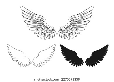angel wings. vector illustration isolated on a white background