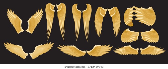 angel wings vector illustration. Set of angle