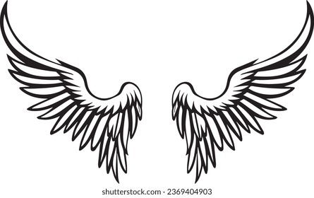 angel wings vector illustration for tattoo and sticker