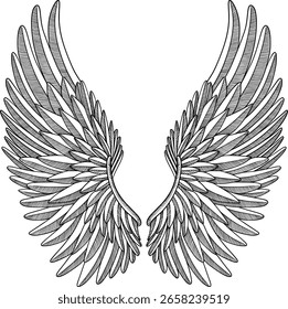 Alas de ángel Vector de tinta dibujado a mano ilustración
