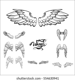 Angel Wings Vector Lettering Drawing Stock Vector (Royalty Free ...