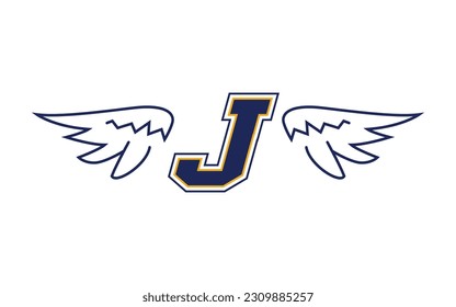 The Angel Wings Vector Logo Illustration. J letter logo design template. Angel wing vector unusual letter. Vector design template elements for your application or company.
