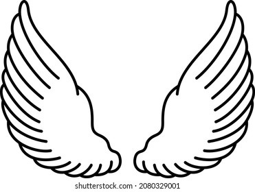 Angel wings. Vector outline icon.