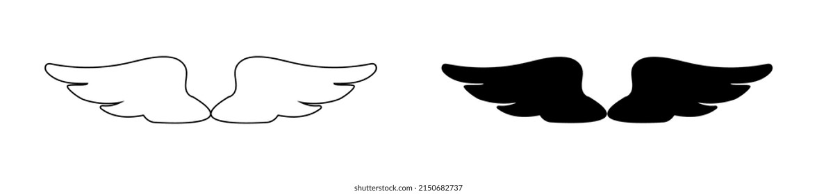 Ángel alas. Plantilla vectorial aislada en fondo blanco.	