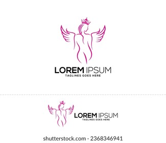 Angel Woman Logo Design Template - Shutterstock ID 2368346941