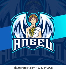 angel woman mascot esport logo design