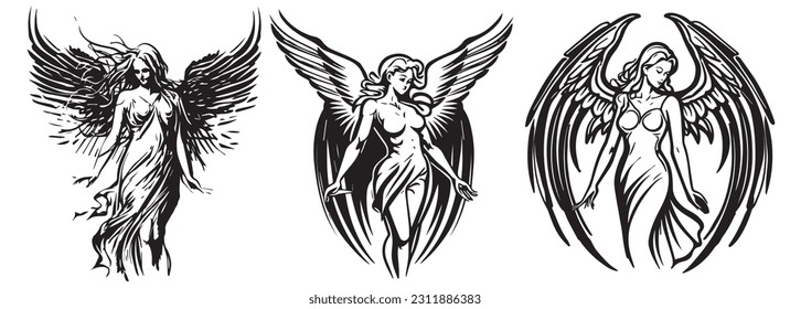 Angel woman vector illustration silhouette shape of female