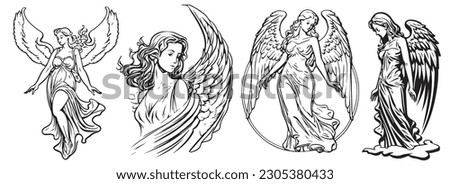Angel woman vector illustration silhouette shape of female