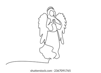 angel woman wing prayer line art design