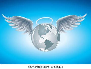 Angel world vector illustration. CMYK color mode. Elements are layered separately in vector file.