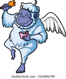 The angel yeti is enjoying bell and little book of illustration