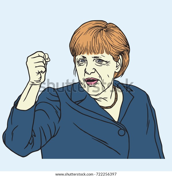 Angela Merkel Cartoon Portrait Vector Illustration Stock Vector ...