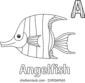 Angelfish Alphabet ABC Coloring Page A