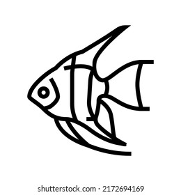 Angelfish Aquarium Fish Line Icon Vector Stock Vector (Royalty Free ...