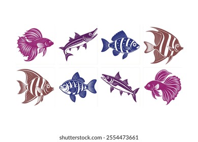 Angelfish, Archerfish, Barracuda, Betta fish vector art