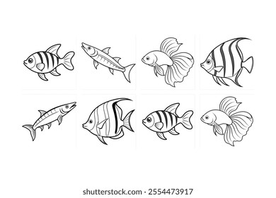 Angelfish, Archerfish, Barracuda, Betta fish vector art