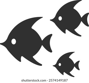 Angelfish black icon vector illustration