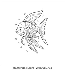 angelfish coloring page element vector