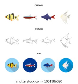 Angelfish, common, barbus, neon.Fish set collection icons in cartoon,outline,flat style vector symbol stock illustration web.