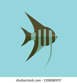 angelfish fish animal vector on blue background wildlife beast sea ocean water flat design