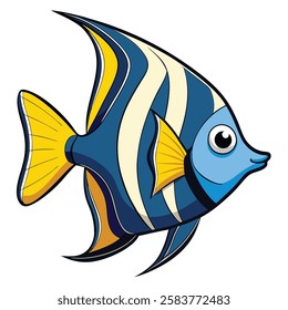 Angelfish fish isolated flat vector illustration on white background
