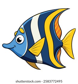 Angelfish fish isolated flat vector illustration on white background