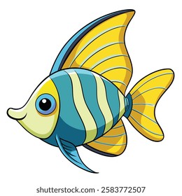 Angelfish fish isolated flat vector illustration on white background
