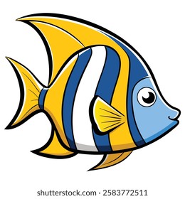 Angelfish fish isolated flat vector illustration on white background