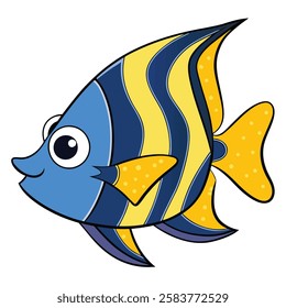 Angelfish fish isolated flat vector illustration on white background