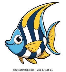 Angelfish fish isolated flat vector illustration on white background