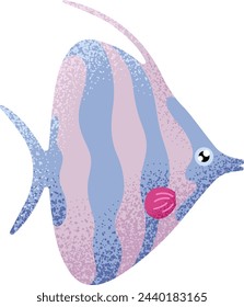 Angelfish icon. Textured colorful animal. Sea fish
