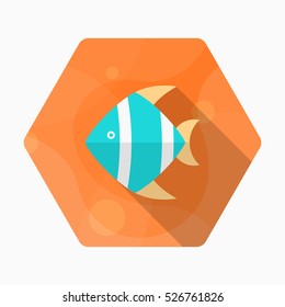 Angelfish icon, Vector flat long shadow design. EPS10