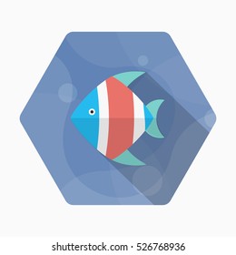 Angelfish icon, Vector flat long shadow design. EPS10