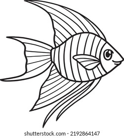 Angelfish Isolated Coloring Page For Kids