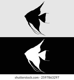 angelfish logo silhouette design with black and white color